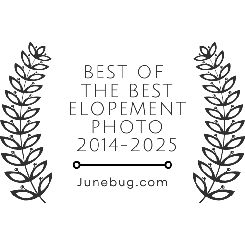 Best of the best elopement photo award 2014-2025 by junebug. Com