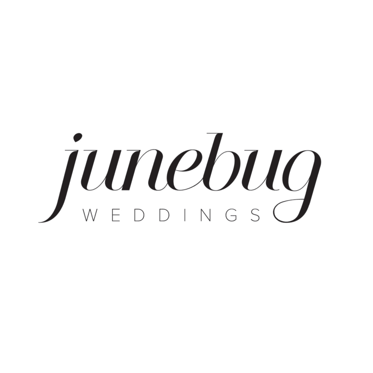 Junebug weddings elegant black and white logo with serif and sans-serif fonts